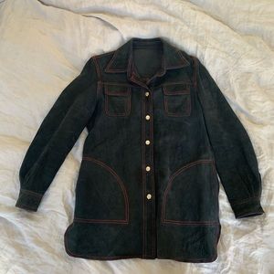 Navy suede vintage snap button jacket
